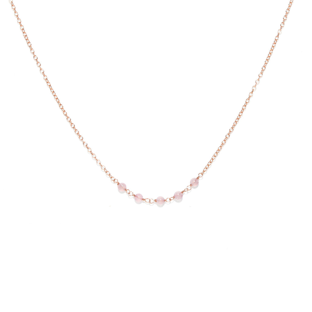 Applepear Handcrafted Jewelry - Strand Necklace - Rose Quartz
