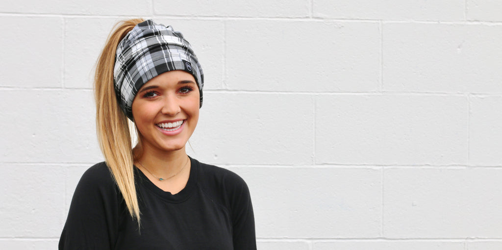 Pretty Simple - Black and White Plaid Peek-a-Boo Beanie