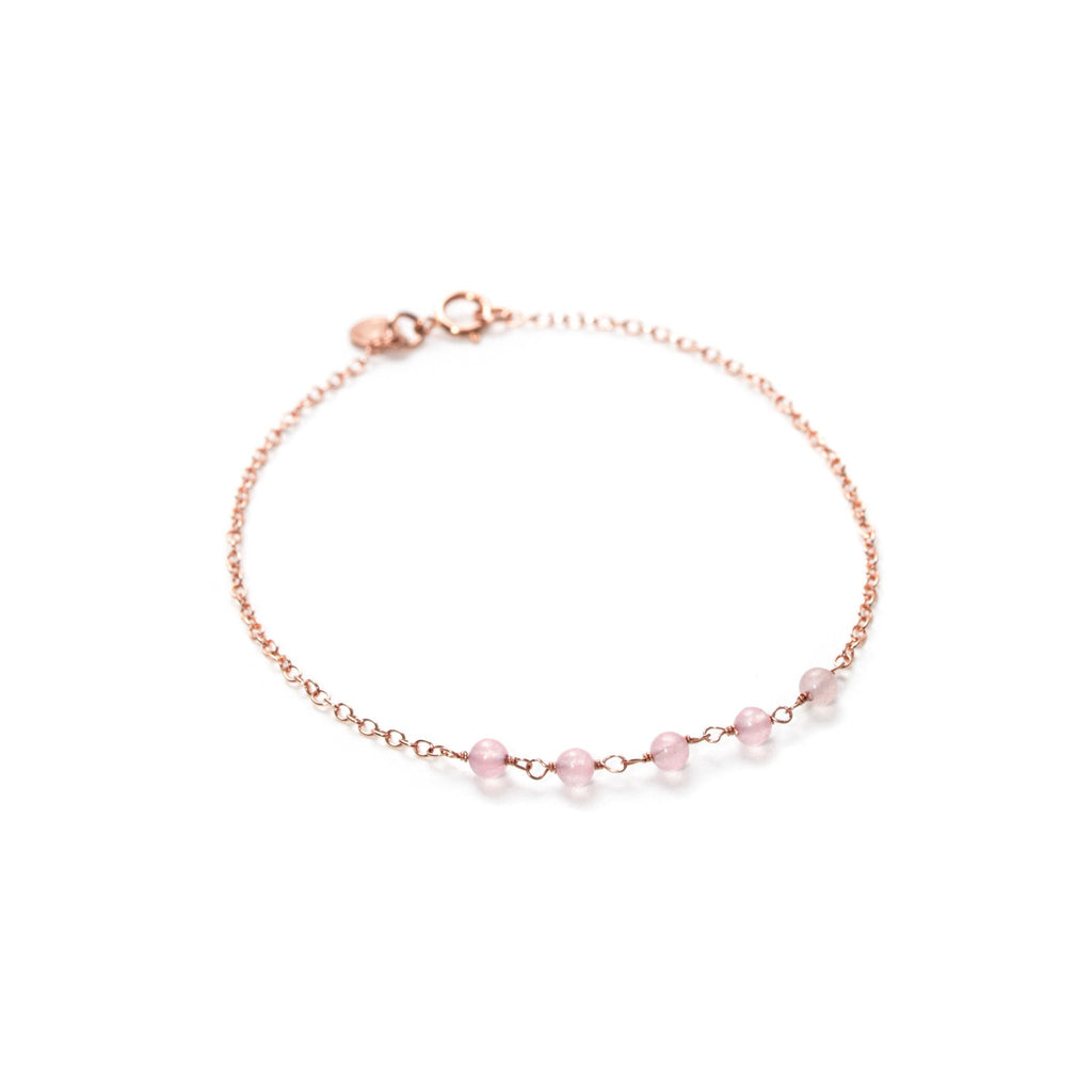 Applepear Handcrafted Jewelry - Strand Bracelet - Thin Rose Gold Bracelet with Rose Quartz