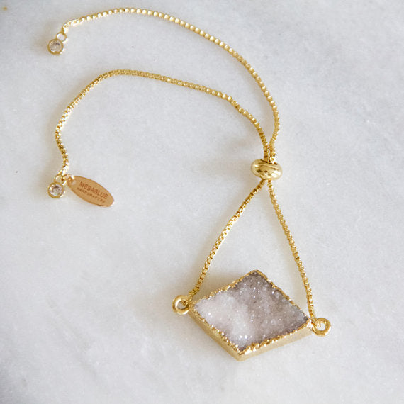 Mesa Blue - White Druzy Adjustable Bracelet