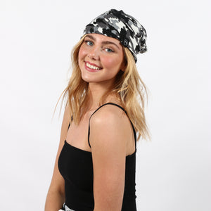Pretty Simple - Black Camo Peek-a-Boo Beanie